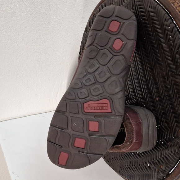 Merrell Andora Womens Sz 8.5 Burgundy Leather Slip On Mule Clog Loafer Shoes - Picture 10 of 11